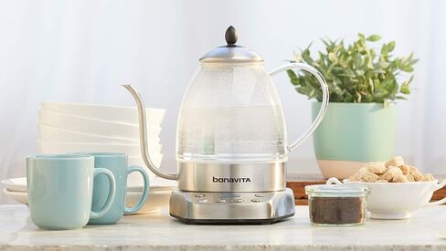 Bonavita BV07001US Cosmopolitan 1.3L Variable Temperature Glass Body Electric Kettle, Stainless Steel in Kuwait