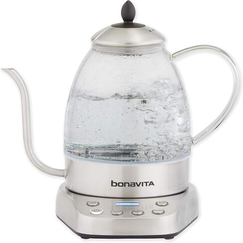 Bonavita BV07001US Cosmopolitan 1.3L Variable Temperature Glass Body Electric Kettle, Stainless Steel in Kuwait