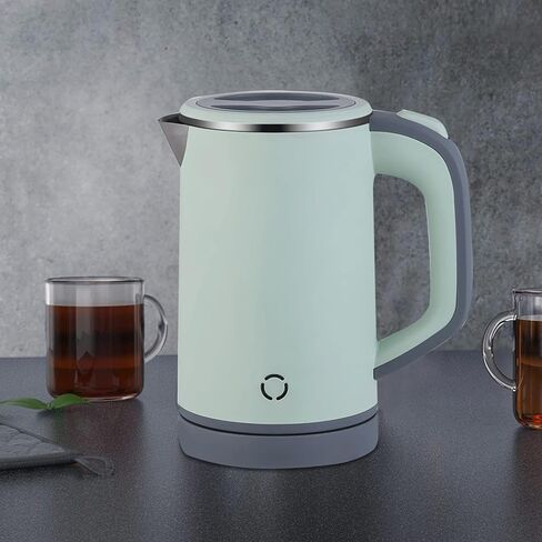 Mini Electric Kettle, 0.8L Portable Travel Tea Kettle Stainless Steel Double Layer Hot Water Cordless BPA-Free, 600 W Boil-Dry Protection Boiler and Heater Brand: NARBOR, green in Saudi Arabia