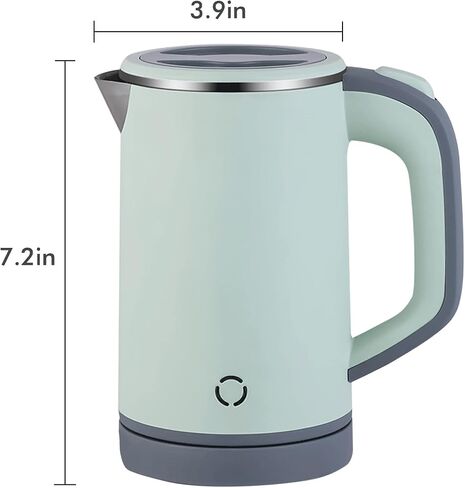 Mini Electric Kettle, 0.8L Portable Travel Tea Kettle Stainless Steel Double Layer Hot Water Cordless BPA-Free, 600 W Boil-Dry Protection Boiler and Heater Brand: NARBOR, green in Saudi Arabia