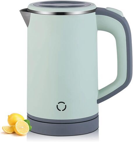 Mini Electric Kettle, 0.8L Portable Travel Tea Kettle Stainless Steel Double Layer Hot Water Cordless BPA-Free, 600 W Boil-Dry Protection Boiler and Heater Brand: NARBOR, green in Saudi Arabia
