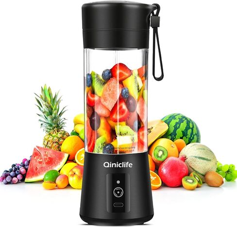 Portable Blender,Travel Blender,Mini Blender,Personal Mixer Fruit Rechargeable with USB,380ml,Fruit Juice for Great Mixing(Black) in Saudi Arabia