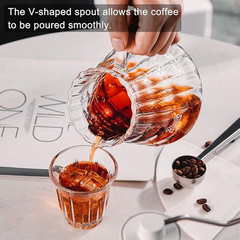 Bincoo Pour Over Coffee Maker Set with Dripper Size 02,600ml Glass Coffee Server Set,V60 Glass Coffee Dripper with Wood Stand Filter Paper for Home Office Gift(Grey) in Saudi Arabia