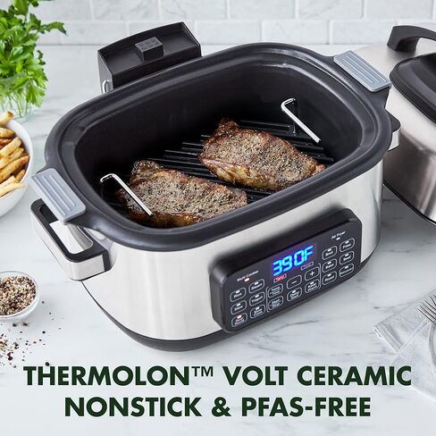 جرين بان مقلاة هوائية 13 في 1 للطهي البطيء والشواية، اعدادات مسبقة للطهي بالبخار والخبز والطهي على البخار، سيراميك صحي غير لاصق وامن للاستخدام في غسالة الصحون، شاشة LED سهلة الاستخدام in Kuwait