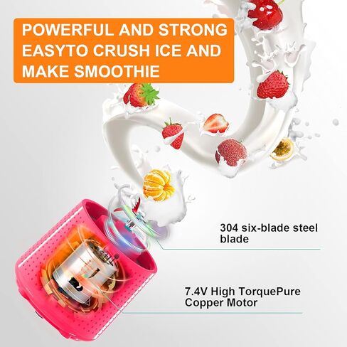 Portable Blender Bottles, Personal Mini Small Blender for Shakes, Smoothies, Fruit Juice and Protein mixes, Cordless, USB-C Rechargeable (Black) in Kuwait