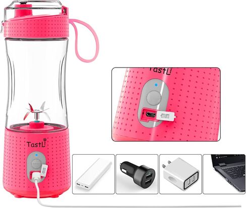 Portable Blender Bottles, Personal Mini Small Blender for Shakes, Smoothies, Fruit Juice and Protein mixes, Cordless, USB-C Rechargeable (Black) in Kuwait