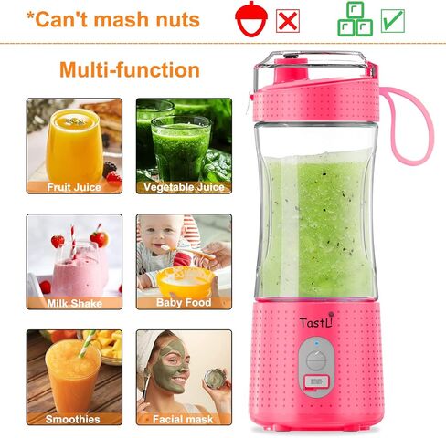 Portable Blender Bottles, Personal Mini Small Blender for Shakes, Smoothies, Fruit Juice and Protein mixes, Cordless, USB-C Rechargeable (Black) in Kuwait