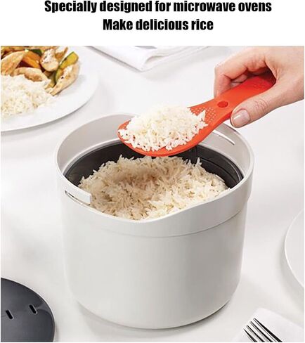 Microwave Rice Cooker Steamer, Microwave Pasta Cooker with Strainer, 2 L Microwave Cookware Set for Rice, Pasta, Vegetables, Quinoa, Oatmeal, Ramen Non stick, Dishwasher Safe, BPA Free in Kuwait