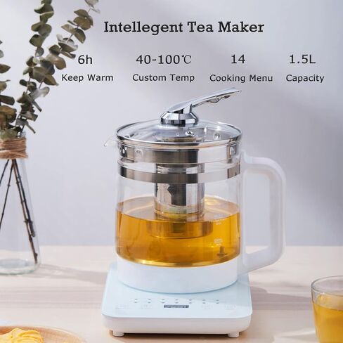 Electric Glass Kettle Electric Kettles for Boiling Water for 1.5 L, Electric Kettle Temperature Control Electric Kettle with Tea Infuse, Tea Maker with 18 Smart Menu, BPA-FREE & Boil-Dry Protection. in Saudi Arabia