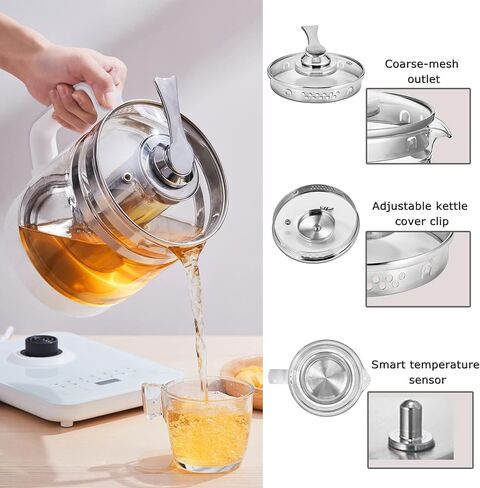 Electric Glass Kettle Electric Kettles for Boiling Water for 1.5 L, Electric Kettle Temperature Control Electric Kettle with Tea Infuse, Tea Maker with 18 Smart Menu, BPA-FREE & Boil-Dry Protection. in Saudi Arabia