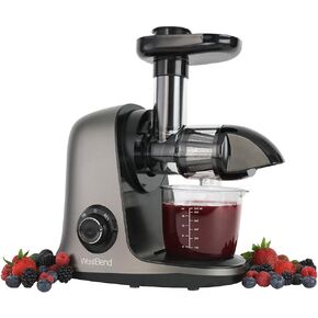West Bend Juicer Cold Press Masticating Extractor Machine Features Quiet Motor Anti-Clog Reverse Function Nutrient Preserving For Juicing Fruits Vegetables and All Greens, 150-Watts, Red