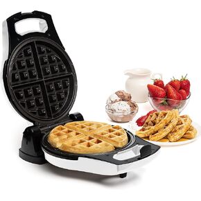Moss & Stone Belgian Waffle Maker, Electric Waffle Machine, Flips & Non-Stick Grids,Temperature Control, Round Waffle (Black)