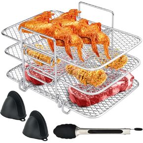 رف للمقلاة الهوائية، رف مقلاة هوائية متعدد الطبقات مع ملحقات للفرن متوافق مع نينجا DZ401، رف تجفيف المقلاة الهوائية من الستانلس ستيل in Kuwait