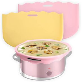 2 Pack Silicone Slow Cooker Liners fit 6-8 QT Crockpot, Reusable/Heat-resistant/Leakproof/Portable Crock Pot Liners, BPA Free, Dishwasher Safe Slow Cooker Liners fit for 6-8 QT (Pink+Yellow) in Kuwait