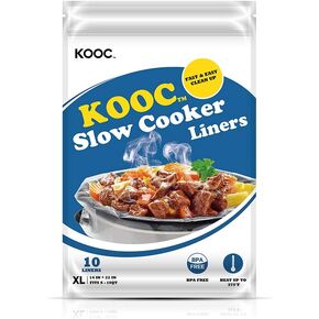 [جديد] بطانات وأكياس الطبخ البطيئة من KOOC، مقاس كبير جدًا يناسب وعاء 6QT - 10QT، 14 بوصة × 22 بوصة، عبوة واحدة (10 قطع)، تصميم ختم قفل جديد، مناسب للوعاء البيضاوي والمستدير، خالي من مادة BPA in Kuwait
