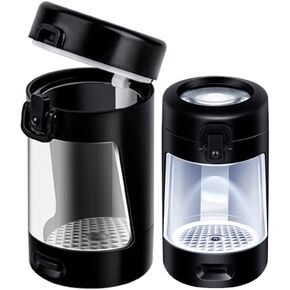 Jars Light-Up LED Transparent Glass Air Tight Storage Jars with Magnifying Viewing Jar Portable Mini Lightweight for Easy Storage and Carrying (1pc Black) in Saudi Arabia