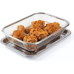ELEATTRUN Air Fryer Basket Stainless Steel Air Fryer Tray Non-Stick Mesh Baskets Air Fryer Rack Sets Air Fryer Accessories for Oven Cooling Rack for Baking & Crispy Foods (Mesh Basket 2Pcs) in Saudi Arabia