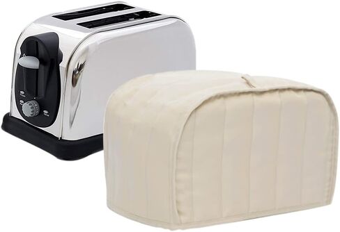 Cotton/Polyester Quilted Toaster Cover for Two Slice Toaster and Dust & Fingerprint Protection, Machine Washable. (Beige, 11.5 x 8 x 8 in) in Saudi Arabia