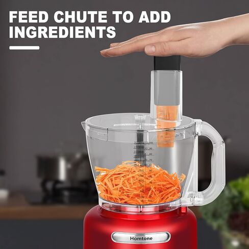 Homtone Professional Food Processors Food Chopper, 600W with 16 Cup Processor Bowl, 4 Blades, Food Chute and Pusher for Shredding, Pureeing Vegetables, Meat, Grains, Nuts in Kuwait