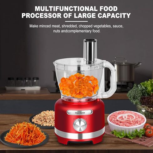 Homtone Professional Food Processors Food Chopper, 600W with 16 Cup Processor Bowl, 4 Blades, Food Chute and Pusher for Shredding, Pureeing Vegetables, Meat, Grains, Nuts in Kuwait