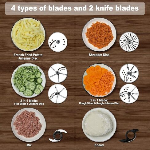 Homtone Professional Food Processors Food Chopper, 600W with 16 Cup Processor Bowl, 4 Blades, Food Chute and Pusher for Shredding, Pureeing Vegetables, Meat, Grains, Nuts in Kuwait