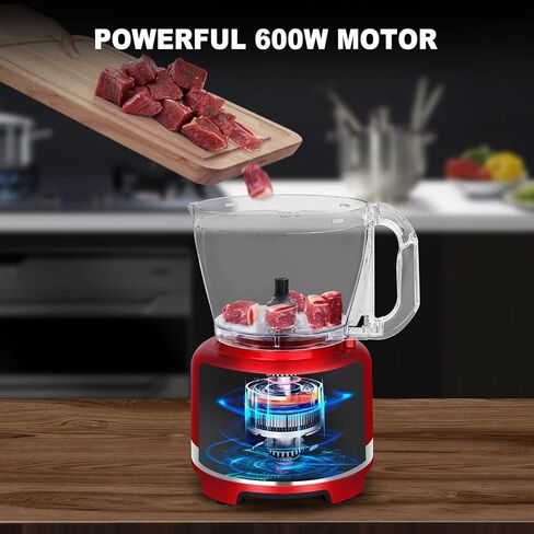 Homtone Professional Food Processors Food Chopper, 600W with 16 Cup Processor Bowl, 4 Blades, Food Chute and Pusher for Shredding, Pureeing Vegetables, Meat, Grains, Nuts in Kuwait