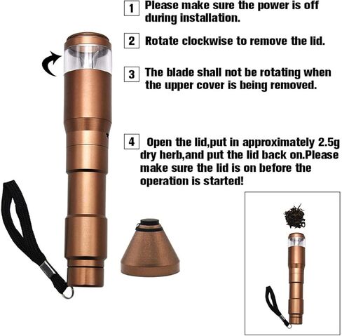 Electric Herb Grinder Pen,Handheld Smart Pollen Spices, Built-in Rechargeable Battery and Easy to Clean (Blue) in Kuwait