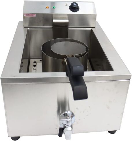 PreAsion 110V 2000W Electric Commercial Deep Fryer 22L Large Capacity Funnel Cake Fryer Stainless Steel Countertop Single Tank Bakery Donut Deep Fryer with 2 Rings in Kuwait