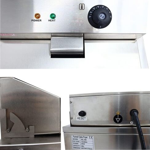 PreAsion 110V 2000W Electric Commercial Deep Fryer 22L Large Capacity Funnel Cake Fryer Stainless Steel Countertop Single Tank Bakery Donut Deep Fryer with 2 Rings in Kuwait