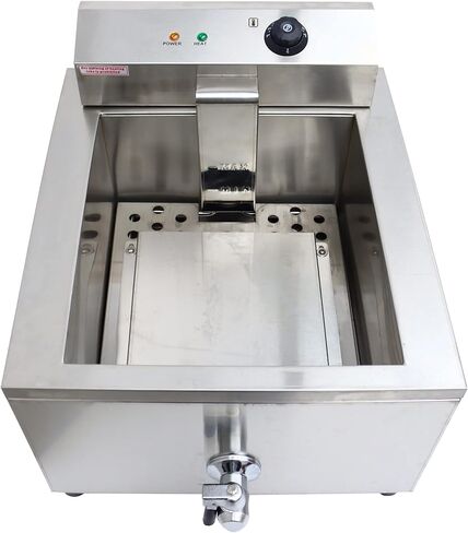 PreAsion 110V 2000W Electric Commercial Deep Fryer 22L Large Capacity Funnel Cake Fryer Stainless Steel Countertop Single Tank Bakery Donut Deep Fryer with 2 Rings in Kuwait