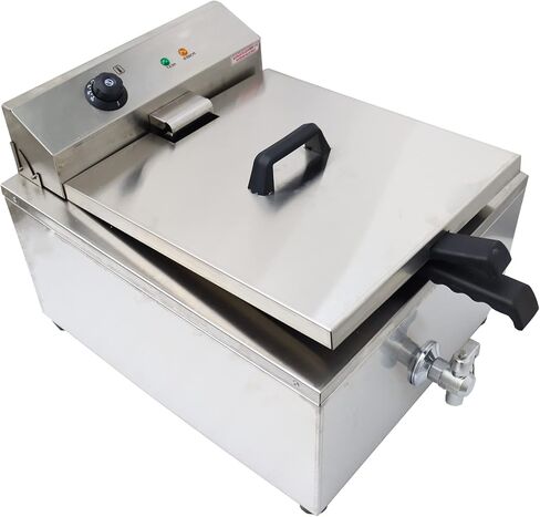 PreAsion 110V 2000W Electric Commercial Deep Fryer 22L Large Capacity Funnel Cake Fryer Stainless Steel Countertop Single Tank Bakery Donut Deep Fryer with 2 Rings in Kuwait