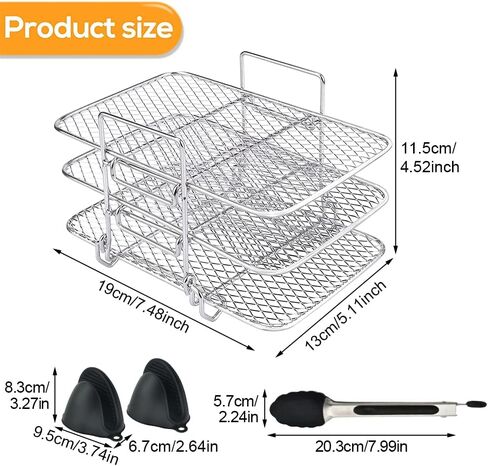 رف للمقلاة الهوائية، رف مقلاة هوائية متعدد الطبقات مع ملحقات للفرن متوافق مع نينجا DZ401، رف تجفيف المقلاة الهوائية من الستانلس ستيل in Kuwait