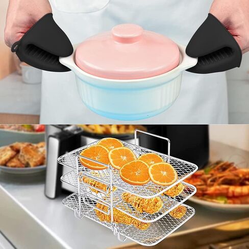 رف للمقلاة الهوائية، رف مقلاة هوائية متعدد الطبقات مع ملحقات للفرن متوافق مع نينجا DZ401، رف تجفيف المقلاة الهوائية من الستانلس ستيل in Kuwait