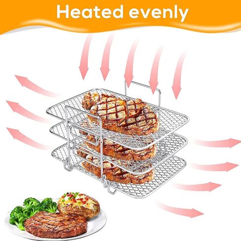 رف للمقلاة الهوائية، رف مقلاة هوائية متعدد الطبقات مع ملحقات للفرن متوافق مع نينجا DZ401، رف تجفيف المقلاة الهوائية من الستانلس ستيل in Kuwait