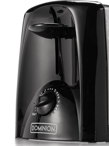 محمصة دومينيون ذات شريحتين مع التحكم في الظل، وصينية فتات الخبز المنزلقة للخارج، وإغلاق تلقائي، وتخزين السلك وجدار بارد، ورفع الخبز المحمص، إصدار محسن، أسود in Kuwait