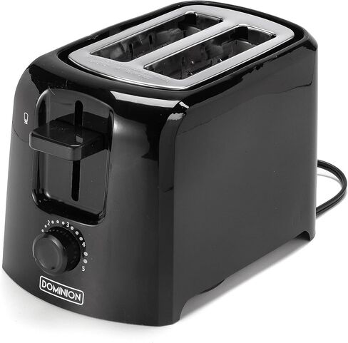 محمصة دومينيون ذات شريحتين مع التحكم في الظل، وصينية فتات الخبز المنزلقة للخارج، وإغلاق تلقائي، وتخزين السلك وجدار بارد، ورفع الخبز المحمص، إصدار محسن، أسود in Kuwait