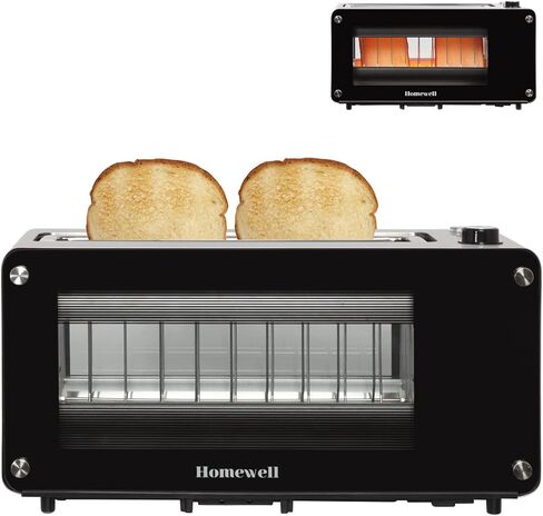 Homewell 2 Slice Long Slot Clear View Toaster with Slide Out Glass Panels & 7 Toast Settings, Perfect for Bagels, Specialty Breads, Sliced Bread, Defrosting, and Waffles in Saudi Arabia
