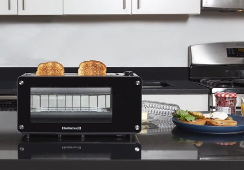 Homewell 2 Slice Long Slot Clear View Toaster with Slide Out Glass Panels & 7 Toast Settings, Perfect for Bagels, Specialty Breads, Sliced Bread, Defrosting, and Waffles in Saudi Arabia