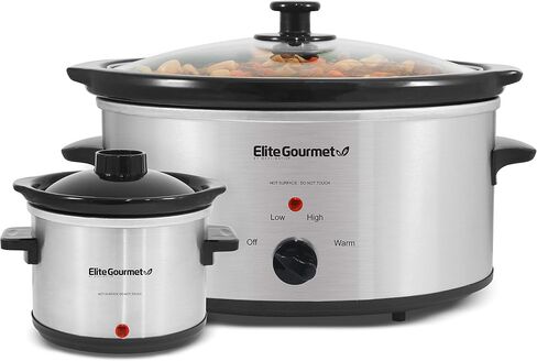 Elite Gourmet MST-350B Electric Slow Cooker, Adjustable Temp, Entrees, Sauces, Stews & Dips, Dishwasher Safe Glass Lid & Crock (3 Quart, Black) in Saudi Arabia