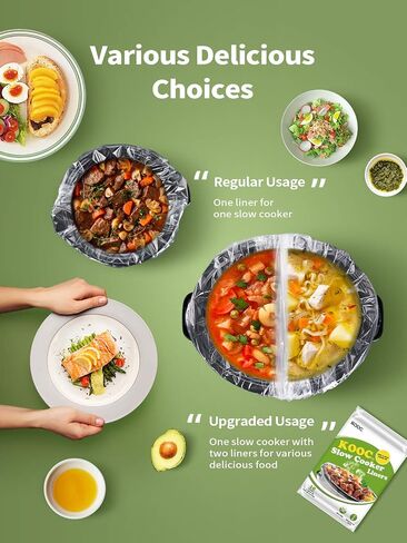 KOOC Slow Cooker Liners 14x22 inch 10 Count Extra Large Size Disposable Pot Liners Cooking Bags Fit 6QT to 10QT Pot BPA Free Fresh Locking Seal Design in Saudi Arabia