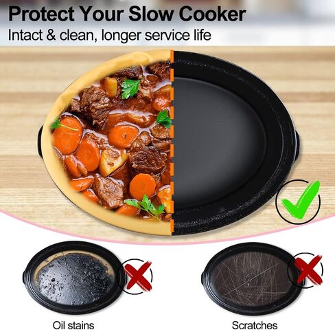 AIERSA 2 Pack Silicone Slow Cooker Liners for Crockpot 6 7 8 Quart, Reusable Cooking Bags for Crock-Pot Oval & Round, Slow Cooker Accessories, Leakproof, Easy to Clean, 1 PInk, 1 Yellow in Saudi Arabia