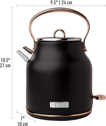 Haden 75089 Heritage 1.7 لتر غلاية كهربائية من الفولاذ المقاوم للصدأ على سطح الطاولة مع إيقاف تلقائي وحماية من الغليان الجاف (عاجي/نحاسي) in Kuwait