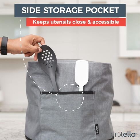 Crutello Air Fryer Cover with Storage Pockets for 10 Quart Fryer, Air Fryer Cover Dust Cover - Small Appliance Dust Covers - Black Air Fryer Cover, Bread Machine Cover in Kuwait