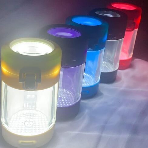 Jars Light-Up LED Transparent Glass Air Tight Storage Jars with Magnifying Viewing Jar Portable Mini Lightweight for Easy Storage and Carrying (1pc Black) in Saudi Arabia