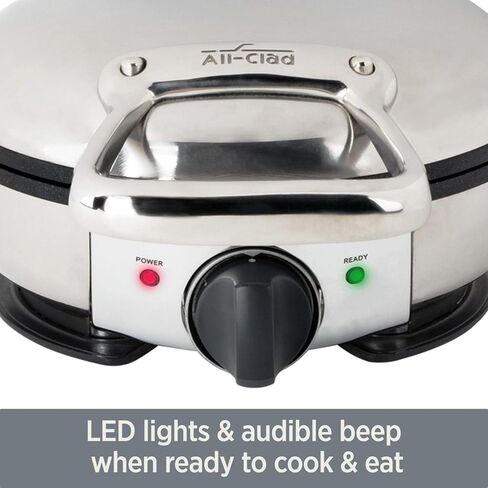 صانعة الوافل الكهربائية المصنوعة من الفولاذ المقاوم للصدأ بالكامل، 4 أقسام غير لاصقة، تخزين مستقيم 800 وات، 7 مستويات تحمير، دائرية، وافل بلجيكي in Kuwait