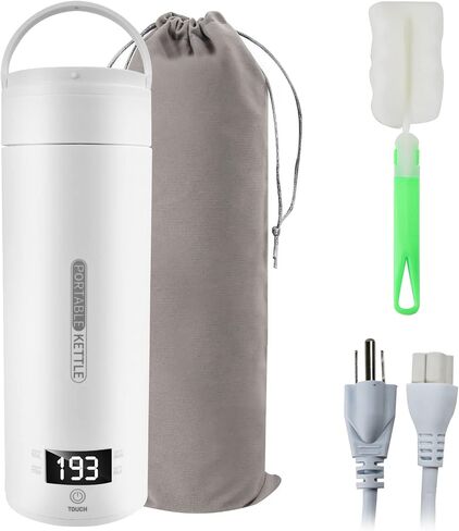 غلاية شاي كهربائية Erdiegle Travel غلاية قهوة صغيرة محمولة صغيرة، مع 4 إعدادات مسبقة متغيرة، غلاية مياه ساخنة شخصية 304 من الفولاذ المقاوم للصدأ مع إيقاف تلقائي وحماية من الغليان الجاف، خالية من مادة BPA in Kuwait