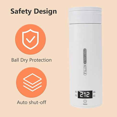 غلاية شاي كهربائية Erdiegle Travel غلاية قهوة صغيرة محمولة صغيرة، مع 4 إعدادات مسبقة متغيرة، غلاية مياه ساخنة شخصية 304 من الفولاذ المقاوم للصدأ مع إيقاف تلقائي وحماية من الغليان الجاف، خالية من مادة BPA in Kuwait