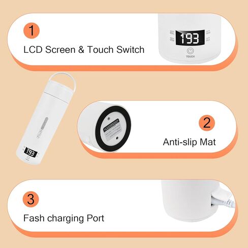 غلاية شاي كهربائية Erdiegle Travel غلاية قهوة صغيرة محمولة صغيرة، مع 4 إعدادات مسبقة متغيرة، غلاية مياه ساخنة شخصية 304 من الفولاذ المقاوم للصدأ مع إيقاف تلقائي وحماية من الغليان الجاف، خالية من مادة BPA in Kuwait