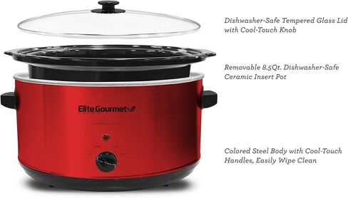 Elite Gourmet MST-1234B## 6 Quart Diamond Pattern Slow Cooker, Removable & EG6201 Extra Deep 12"x12"x3.2" (7.5Qt.) Scratch Resistant Dishwasher Safe in Saudi Arabia
