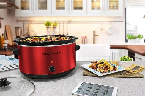 Elite Gourmet MST-1234B## 6 Quart Diamond Pattern Slow Cooker, Removable & EG6201 Extra Deep 12"x12"x3.2" (7.5Qt.) Scratch Resistant Dishwasher Safe in Saudi Arabia